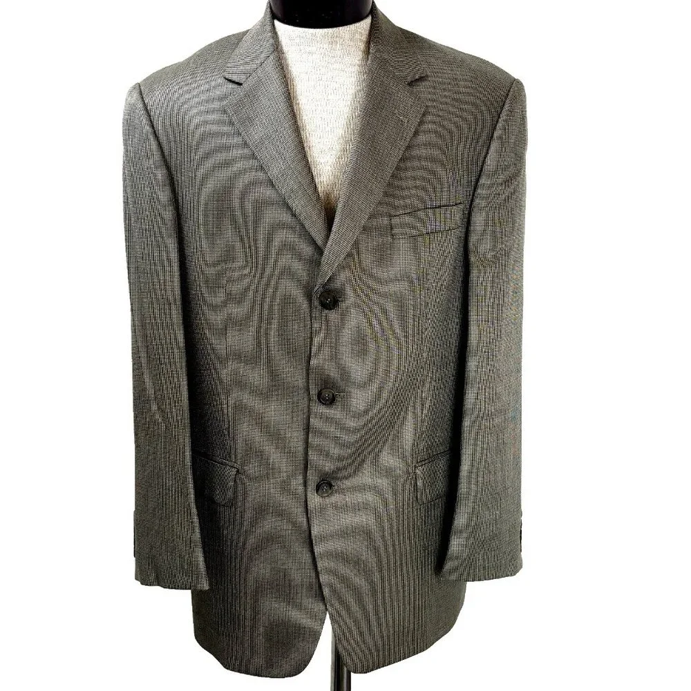 Andrew Fezza Men's Flannel Sport Coat Blazer Size‎ 43R Silk Wool Tan Suit Jacket